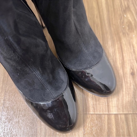 DOLCE & GABBANA Round Toe Pump Insert Over The Knee Suede Sock Boots Black Sz 36 - Picture 9 of 15